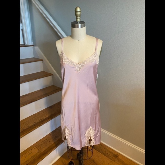 Natori Satin Lace Trim Chemise NWOT Rose/Ivory​​​​​​​​​ - Picture 10 of 12